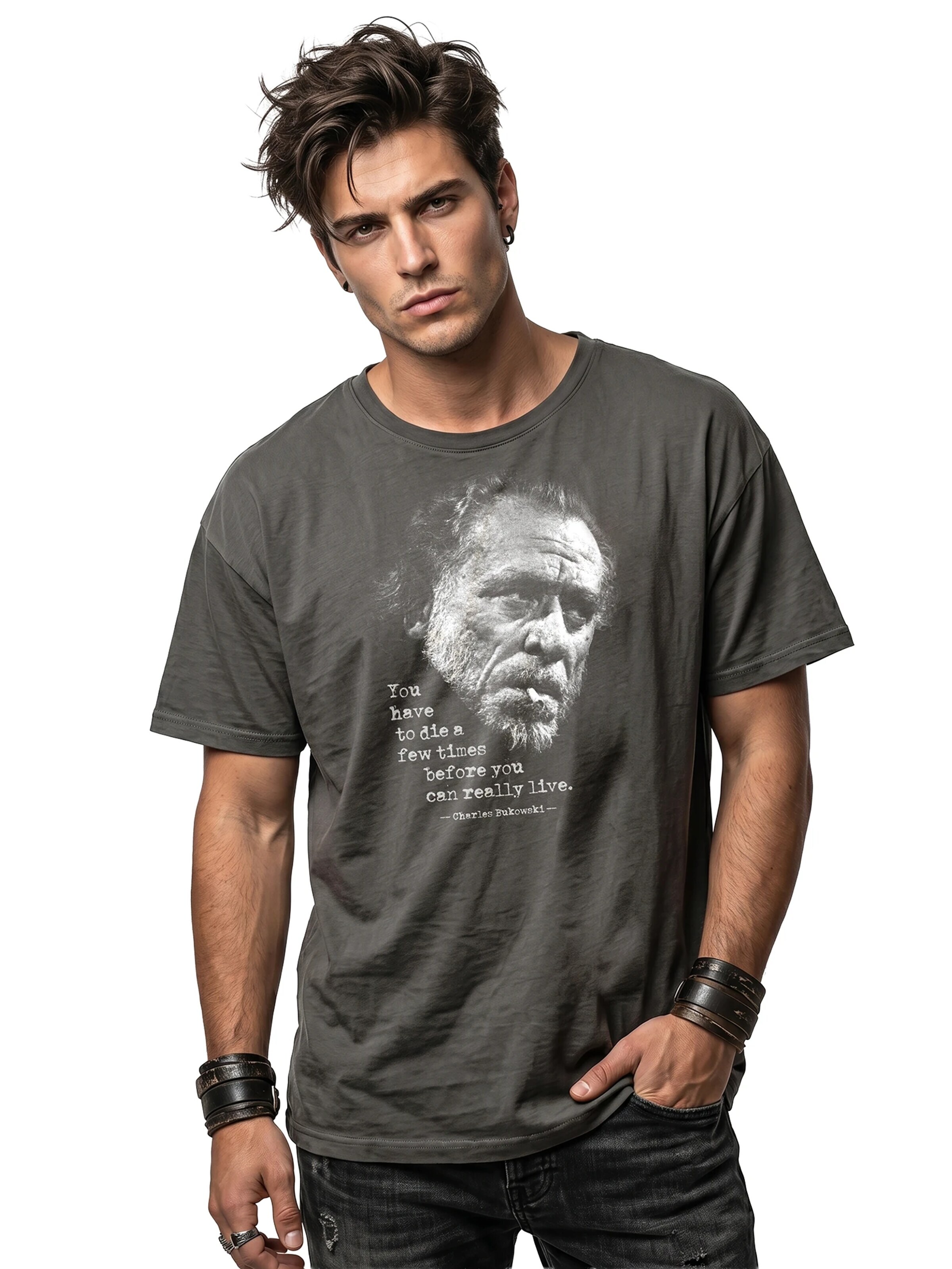 MAKAYA Shirt 'You have to die' in Grey