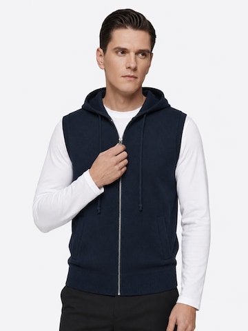 ALLTHEMEN Gebreid vest 'Luftmasche' in Blauw: voorkant