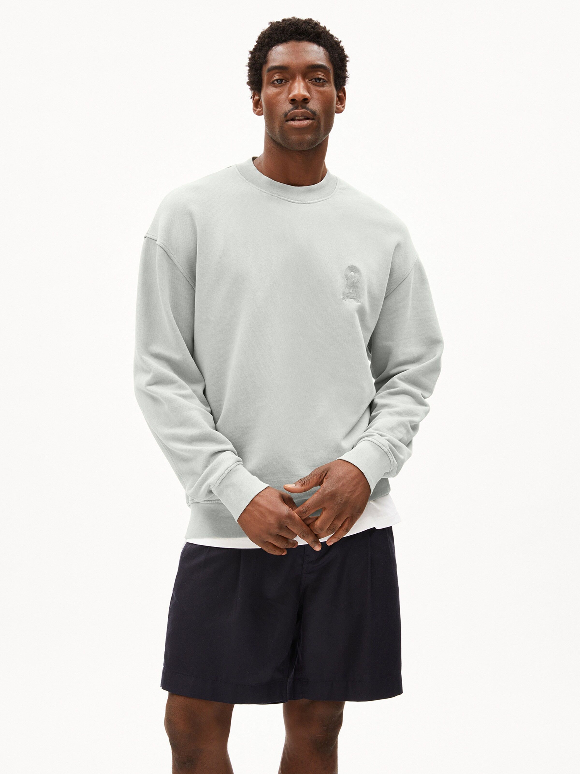 ARMEDANGELS Pullover EMAAL CREWNECK GMT DYE in Grün: Vorderseite