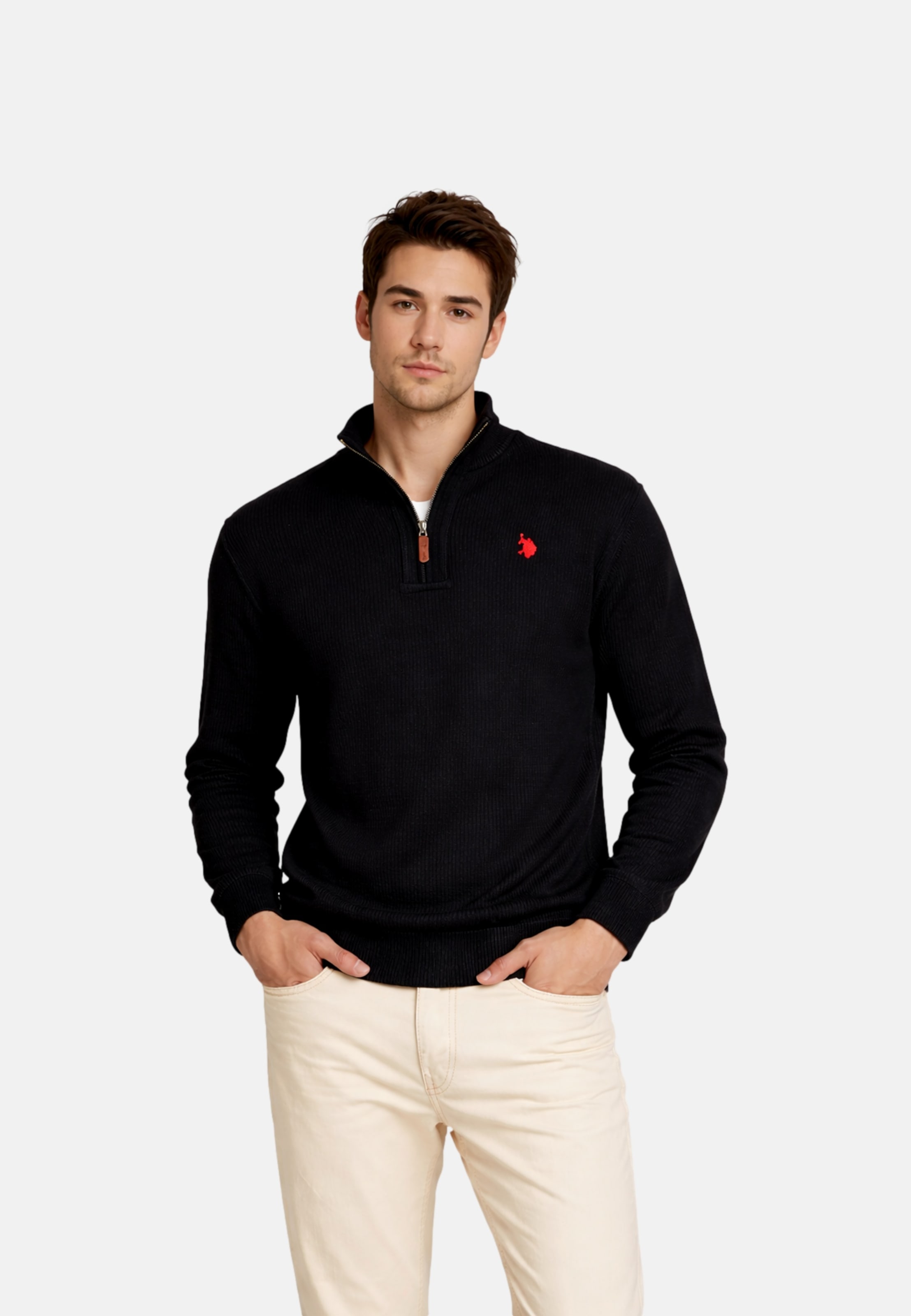 Pullover 'Half Zip' di U.S. POLO ASSN. in nero: frontale