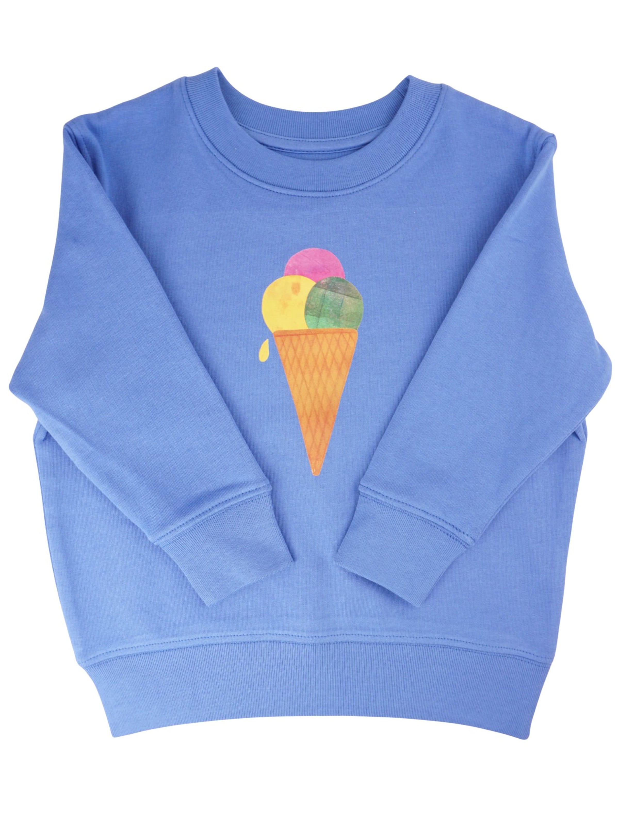 MelaDi Sweater 'Meladi Kinder Sweater aus Biobaumwolle - Eiscreme auf Aqua Blue' in Blue: front