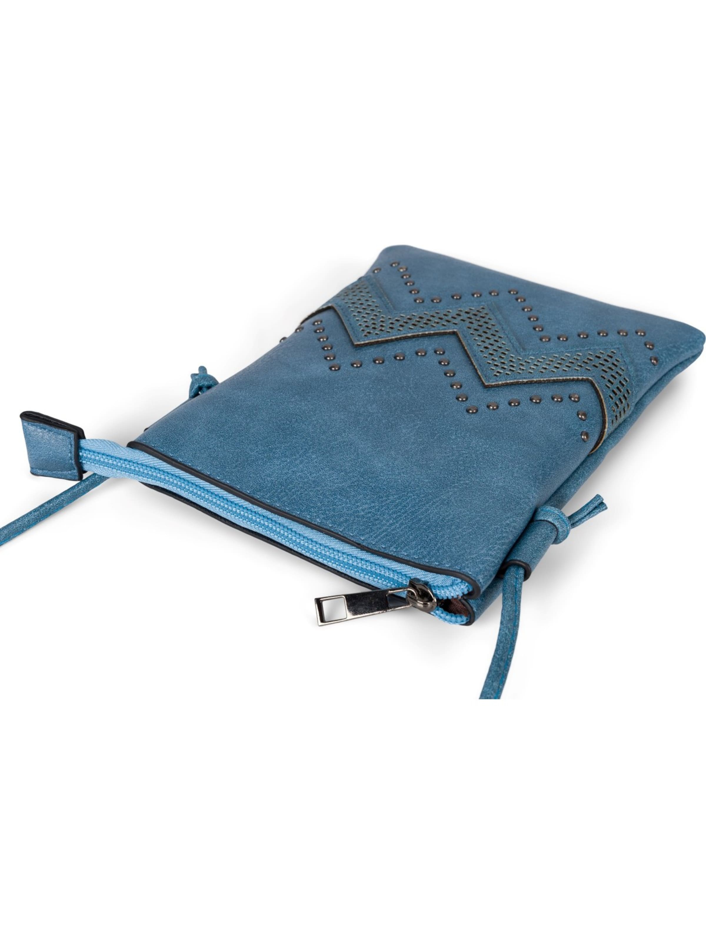 styleBREAKER Umhängetasche 'Mini Umhängetasche ZickZack Cutout Nieten'‌‌‌‌‌‌‌‌‌‌ in Blau
