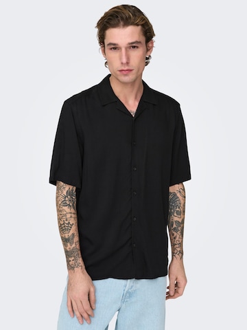 Only & Sons - Regular Fit Camisa 'Dash' em preto: frente