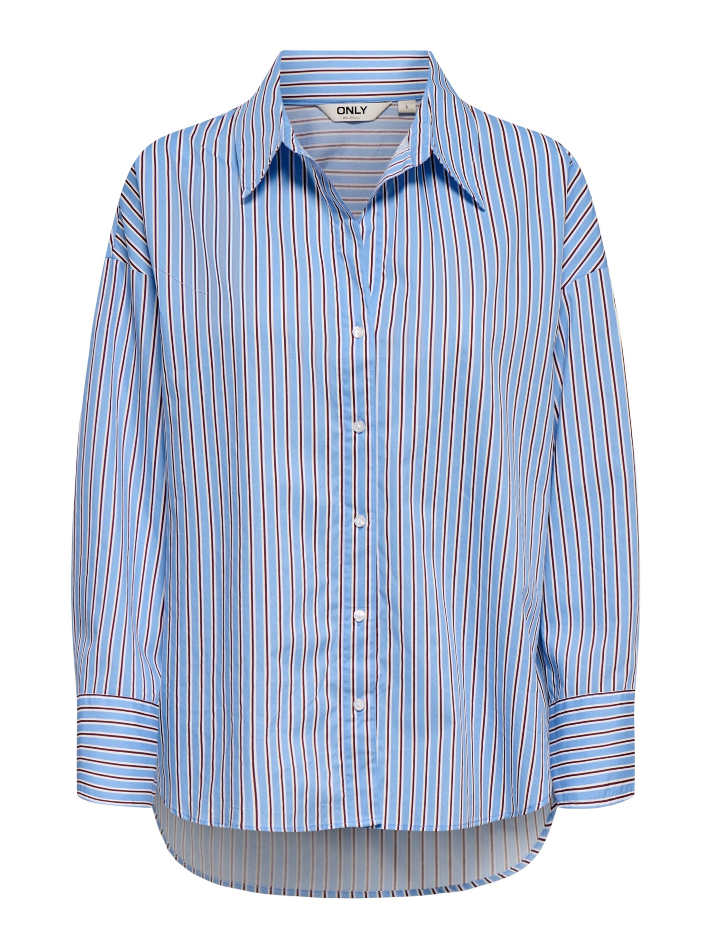 ONLY Bluse 'ONLOregon' i lyseblå / mørkebrun / hvid, Produktvisning