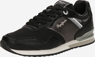 Baskets basses 'London Shine' Pepe Jeans en noir : devant