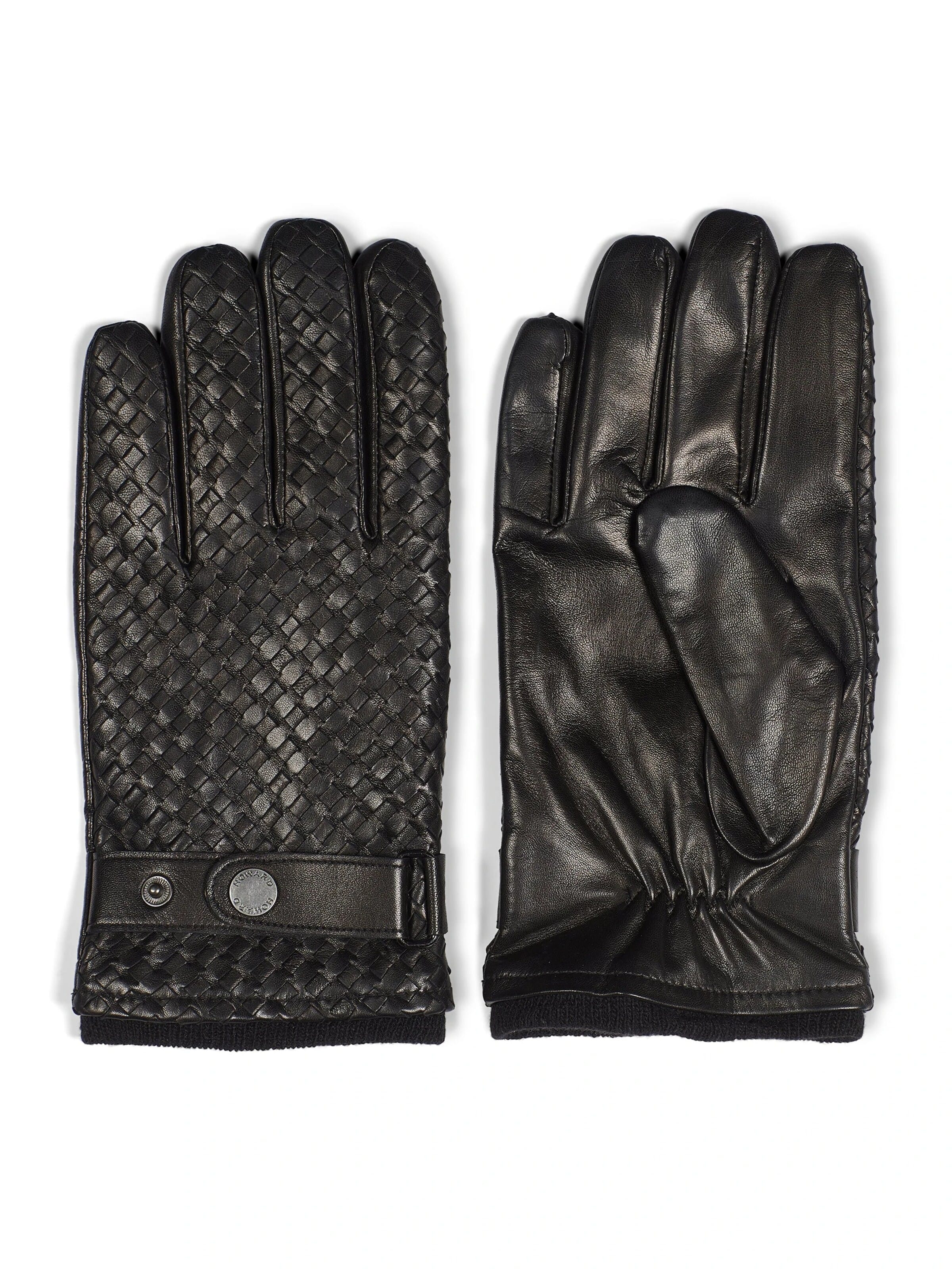 Howard London - Guantes con dedos 'Axel' en negro: frente