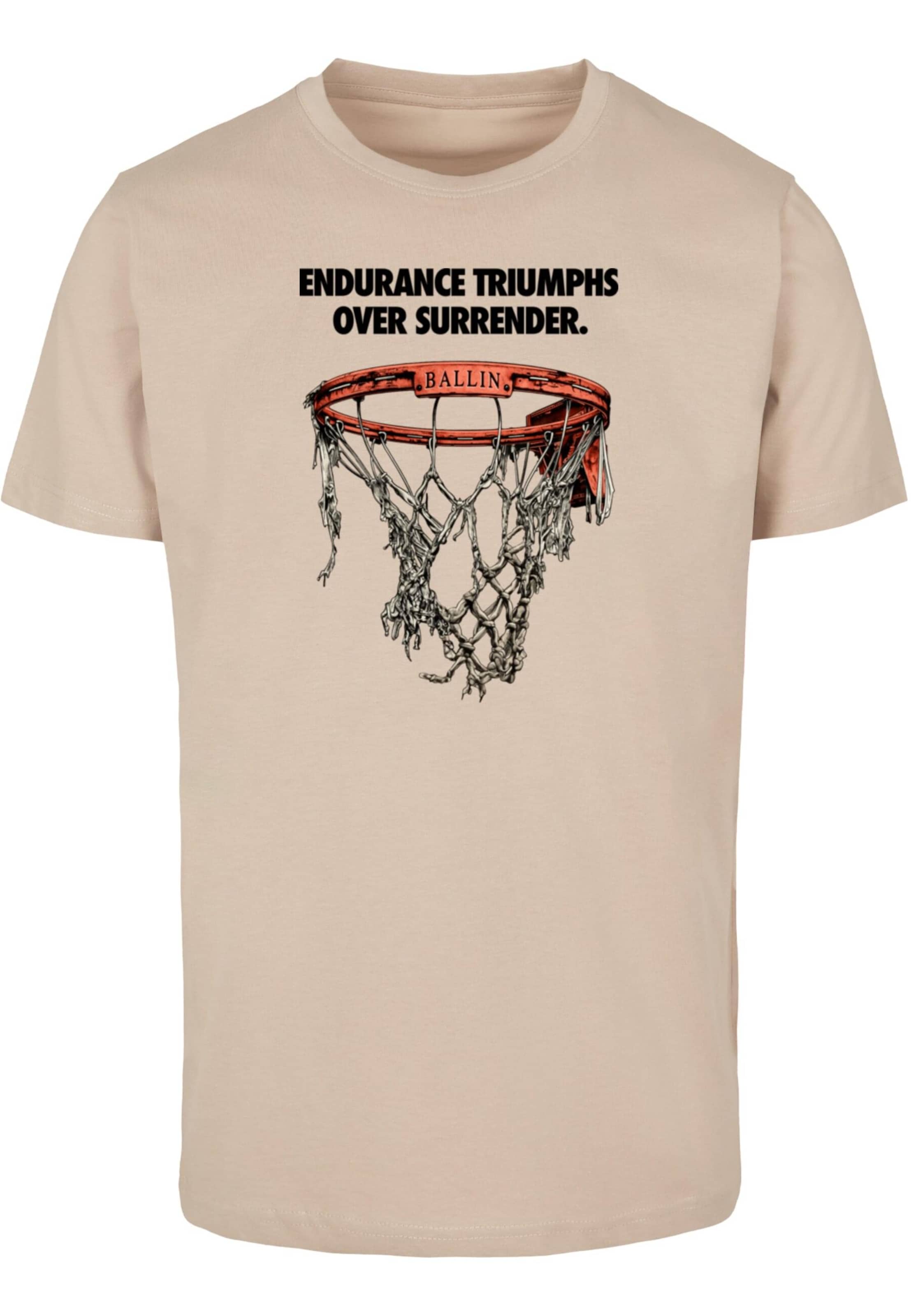 Mister Tee Tričko 'Triumph Over Surrender' – béžová: přední strana