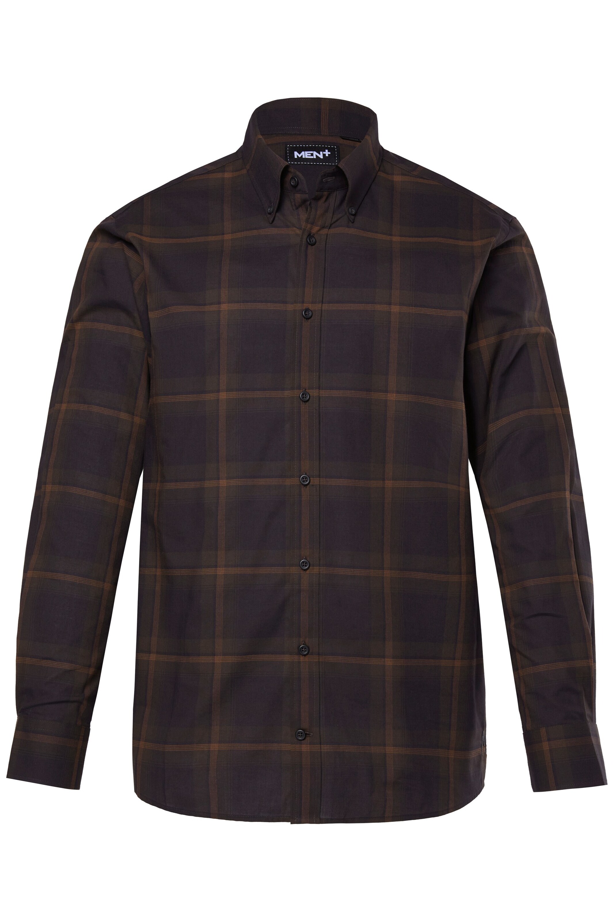 Men Plus Comfort fit Overhemd in Zwart: voorkant