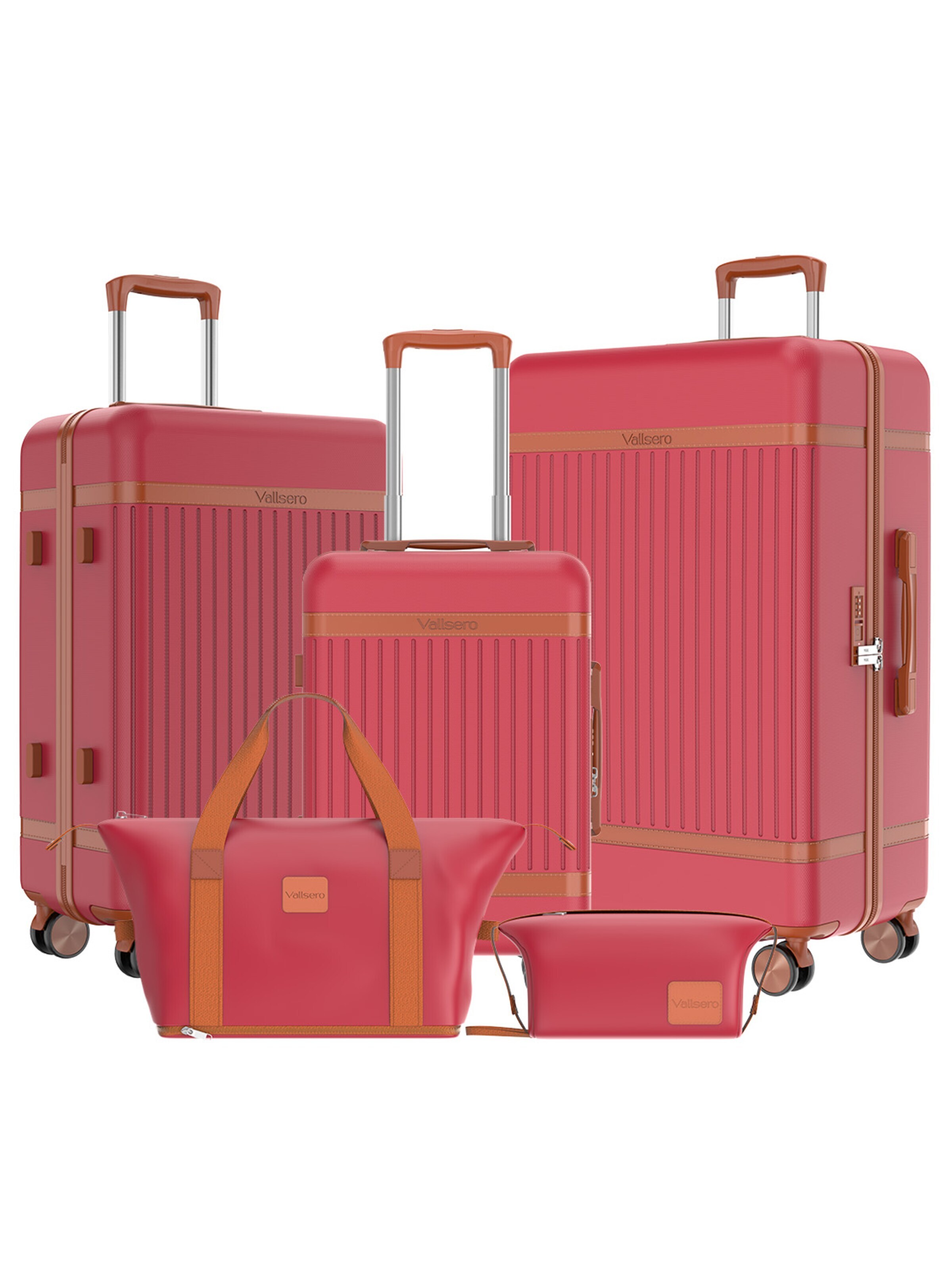 Vallsero Kofferset 'LG4 — VALLSERO Riviera 5-teiliges Kofferset'‌‌‌ in Rot: Vorderseite