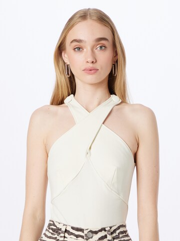 River Island Shirt bodysuit in White: front