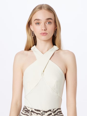 River Island Shirt Bodysuit in White: front