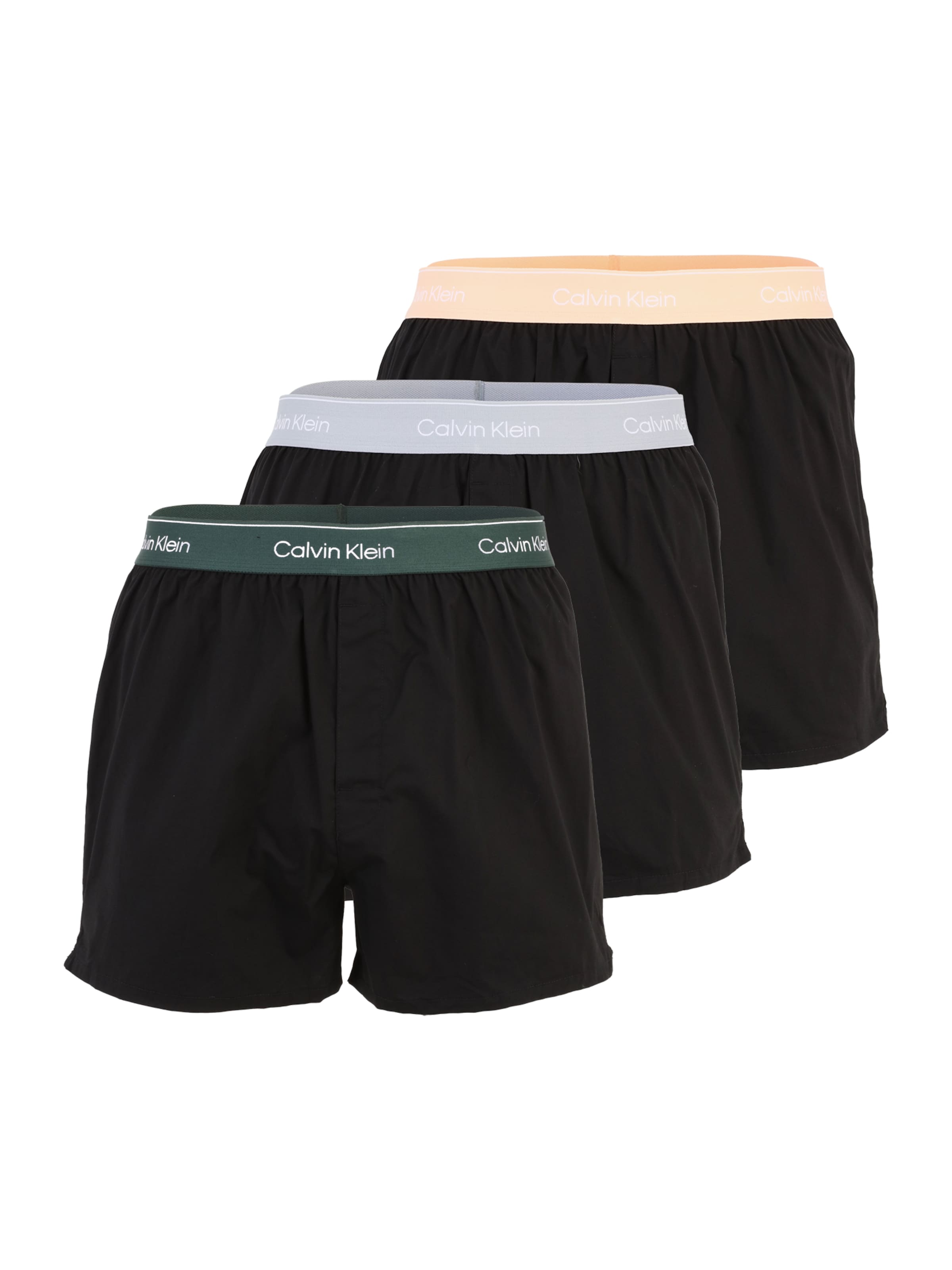 Boxeri pe S Calvin Klein Underwear pe gri deschis / verde smarald / portocaliu caisă / negru, Vizualizare produs