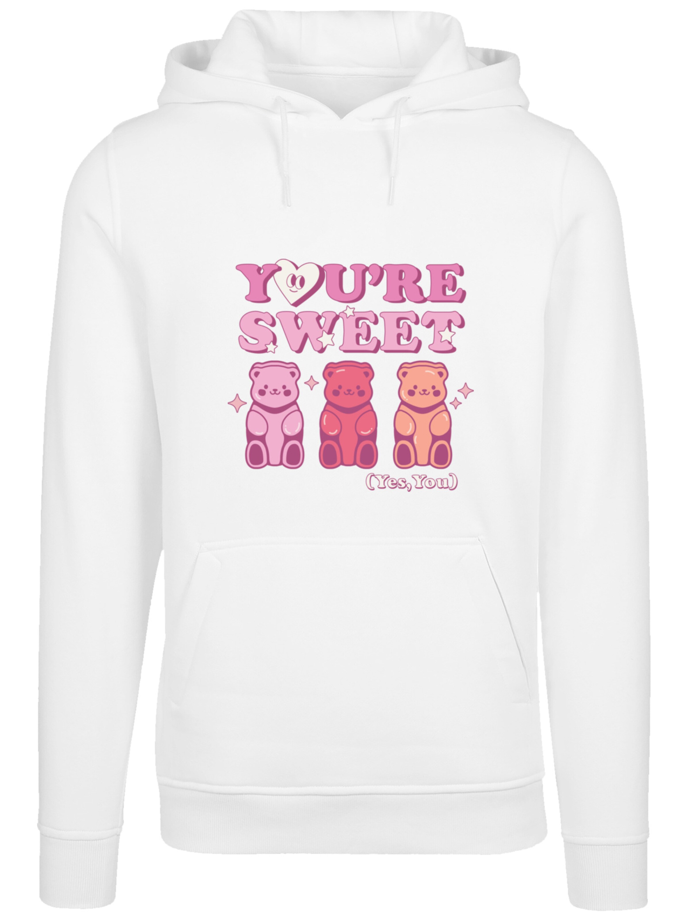 F4NT4STIC Sweatshirt 'Valentinstag You're Sweet Gummy Bears' in Wit: voorkant