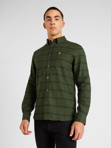 Lyle & Scott Slim fit Button Up Shirt 'Windowpane' in Green: front