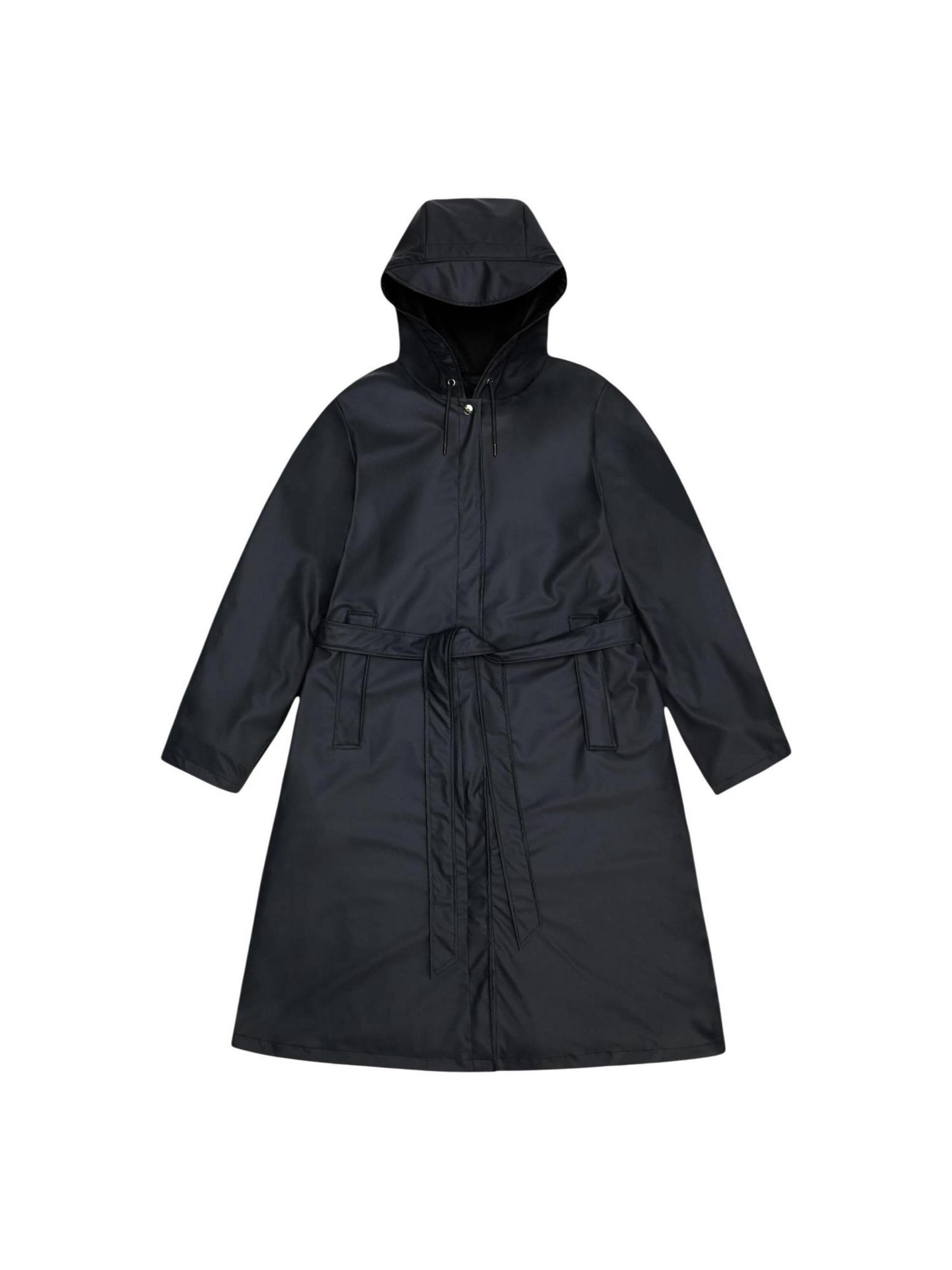 RAINS Funktionsmantel 'A-Line Longer W Jcket W3 12040'‌‌‌‌‌‌‌‌‌ in Schwarz: Vorderseite