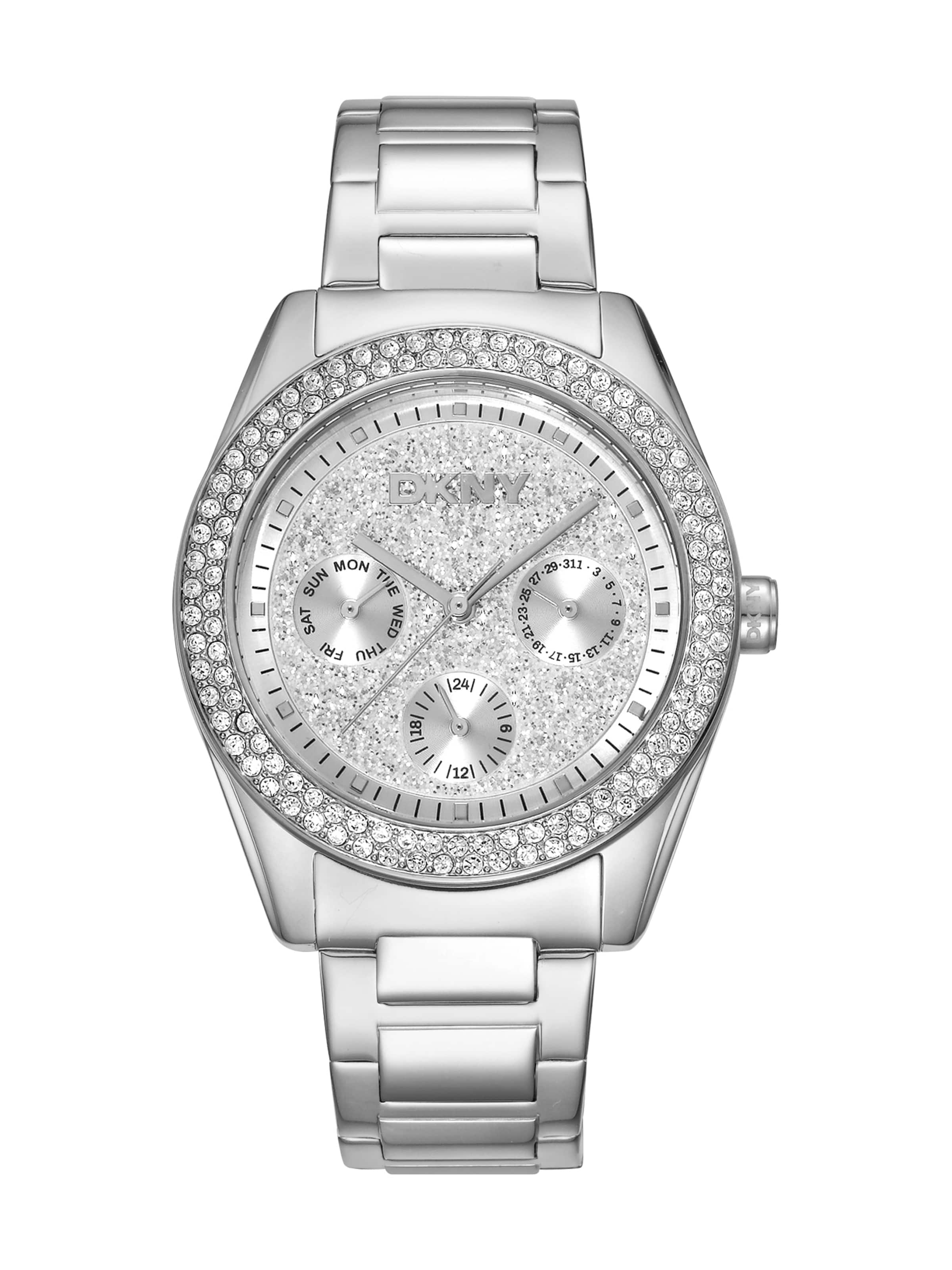 DKNY Analog watch 'Chambers Multi Glitz' in Silver: front