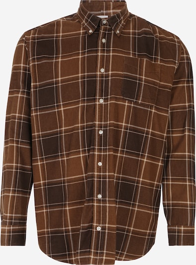Jack & Jones Plus Button Up Shirt 'BROOK' in Cream / Brown / Dark brown, Item view