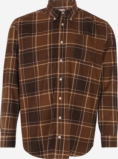 Jack & Jones Plus Chemise 'BROOK' en crème / marron / brun foncé, Vue avec produit