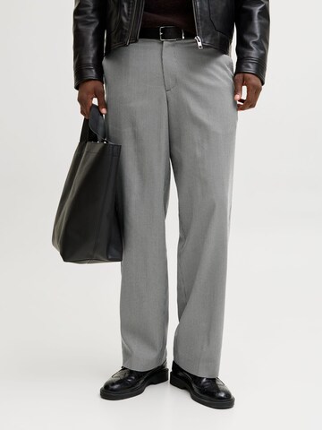 JACK & JONES Wide leg Trousers with creases in Grey: front