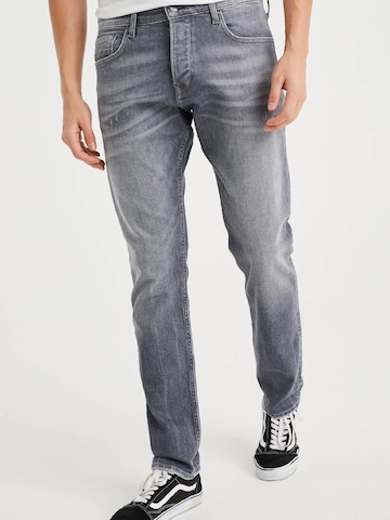 WE Fashion Slimfit Jeans in Grijs: voorkant
