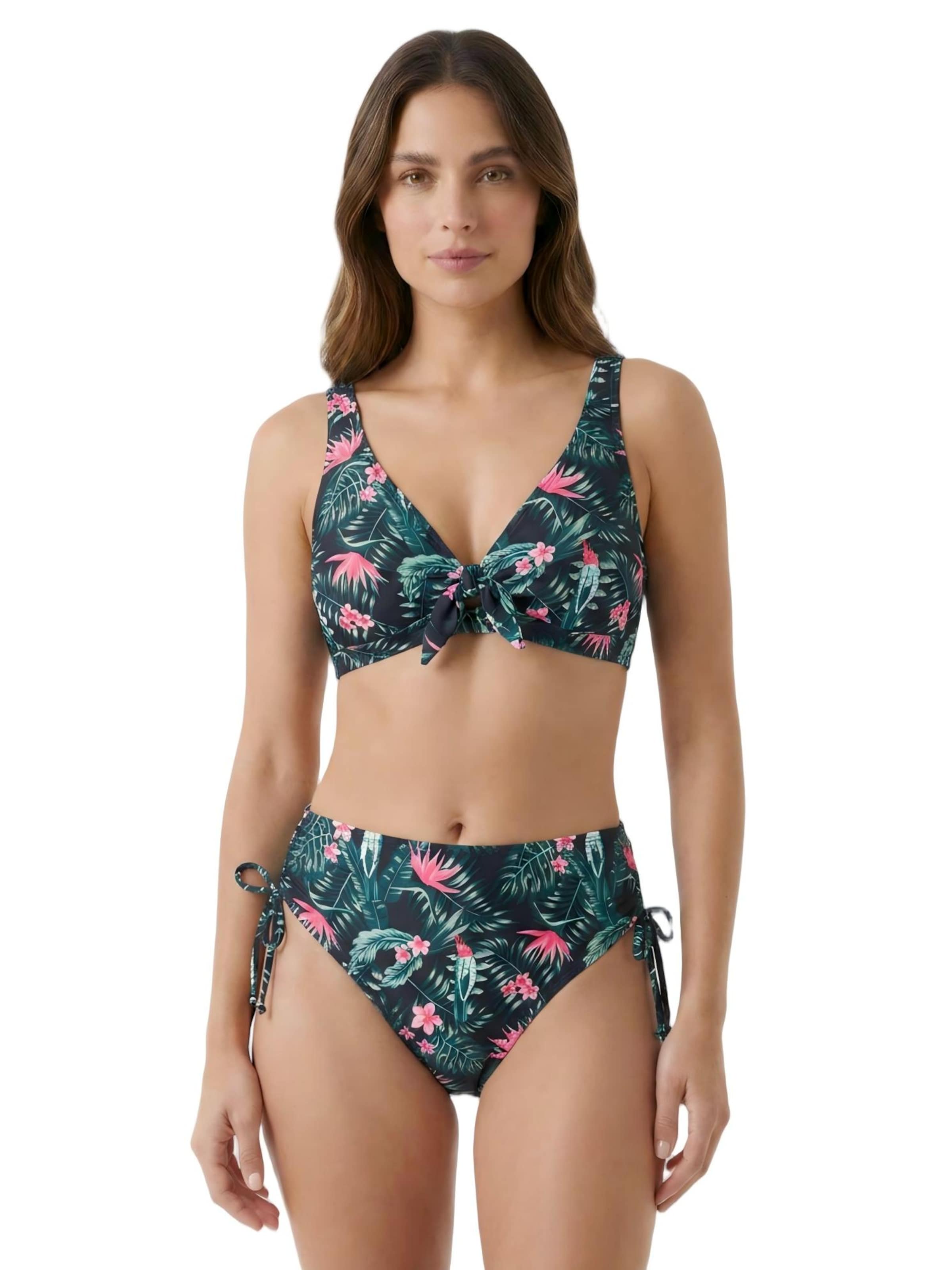 BONVERANO Classic Bikini 'Damen Bikini Set mit Twist & Blumenprint, Pads' in Mixed colors: front