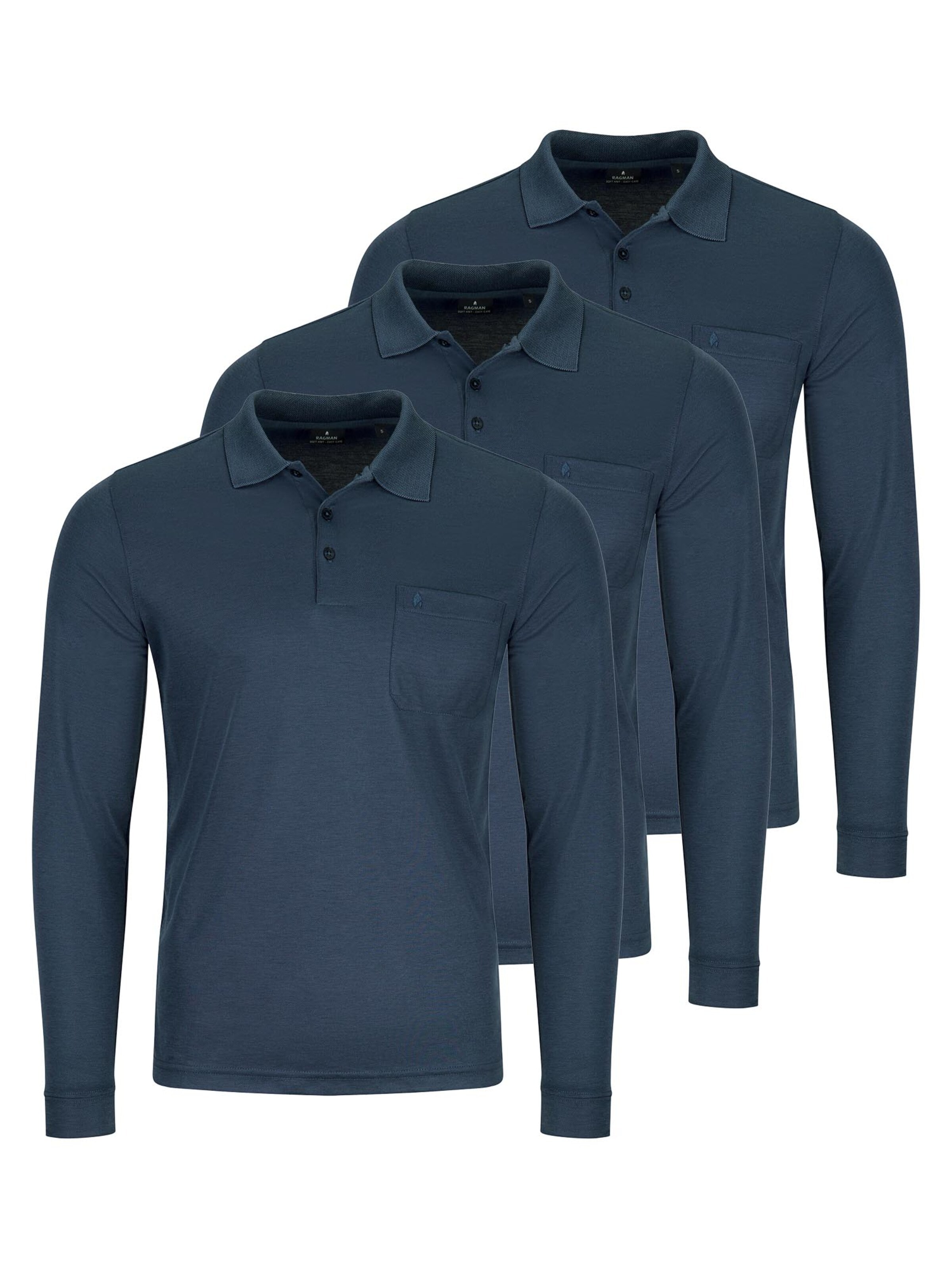 Ragman Shirt 'Basic'‌ in Blau: Vorderseite