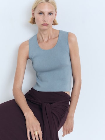 MANGO Gebreide top 'SUSAN-H' in Blauw: voorkant