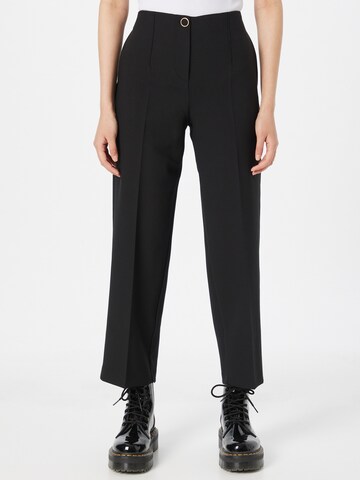 Oasis Regular Trousers with creases in Black: front