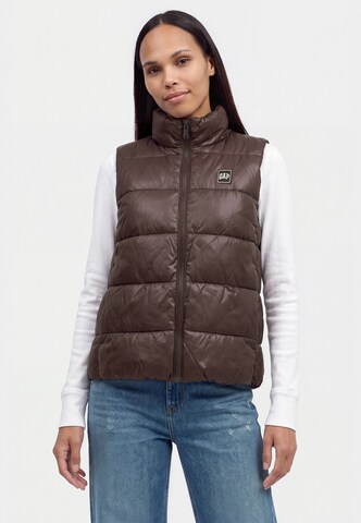 Gap Petite Vest, värv pruun: eest vaates
