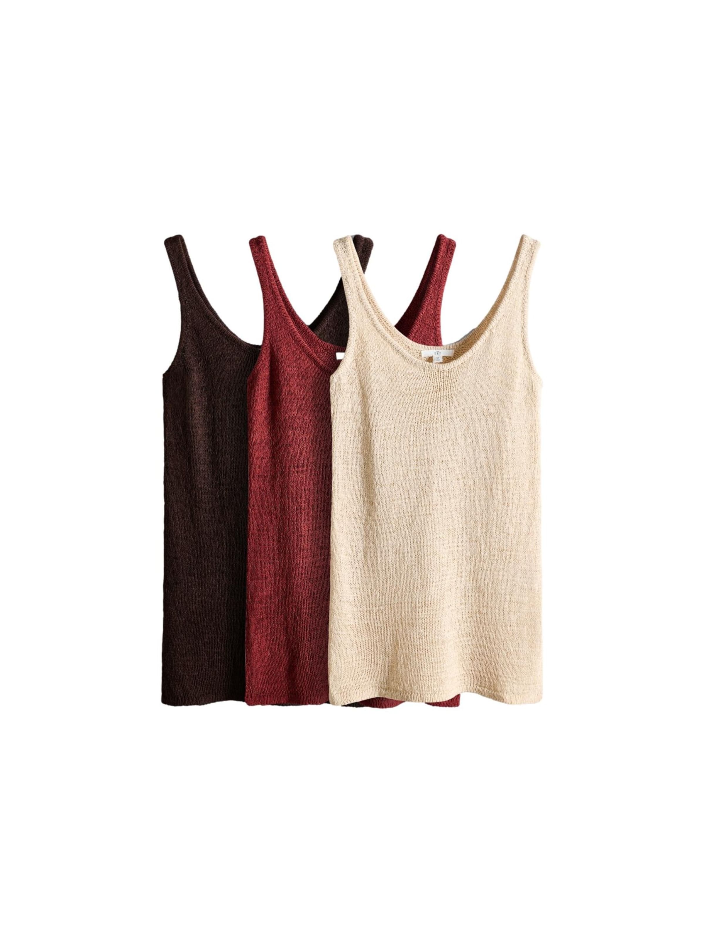 Tops en tricot The Set en beige : devant
