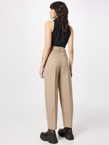 Warehouse Regular Trousers with creases 'Barrel' in Brown