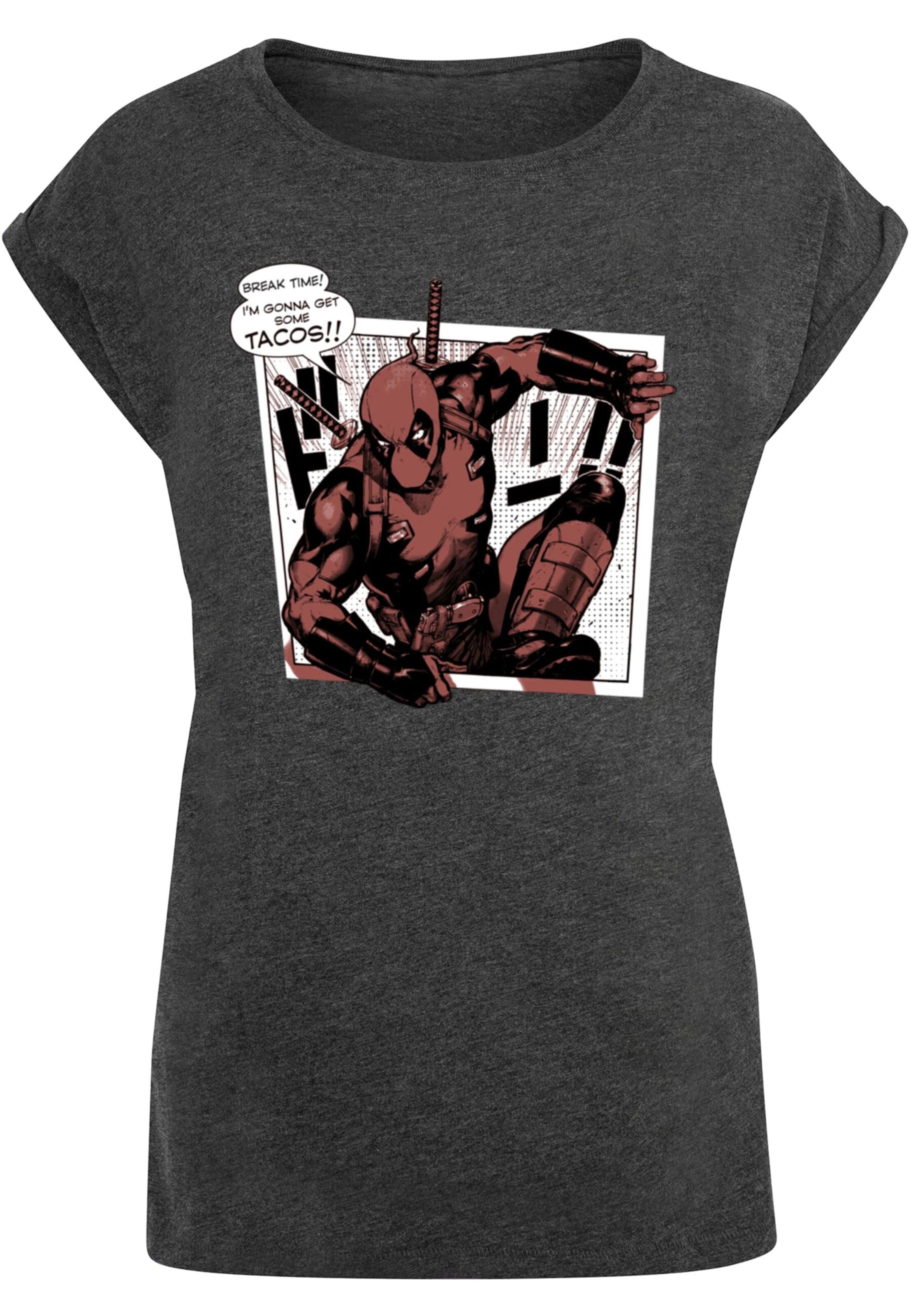 ABSOLUTE CULT T-Shirt 'Deadpool - Tacos Breaktime' in Grau: Vorderseite