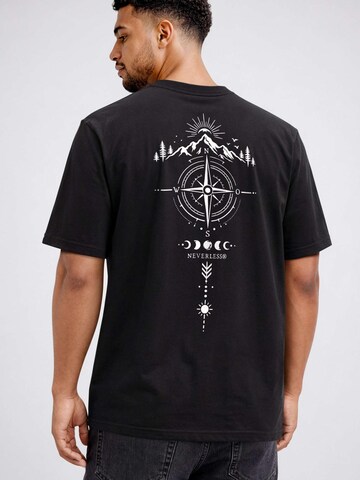 Neverless Shirt 'Berg Kompass' in Black