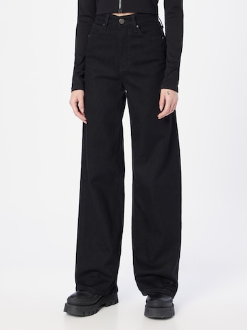 Wide leg Jeans de la Calvin Klein pe negru: față