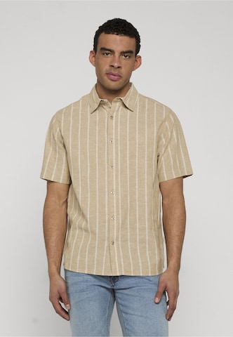 Coupe regular Chemise 'Tryp' INDICODE JEANS en beige : devant