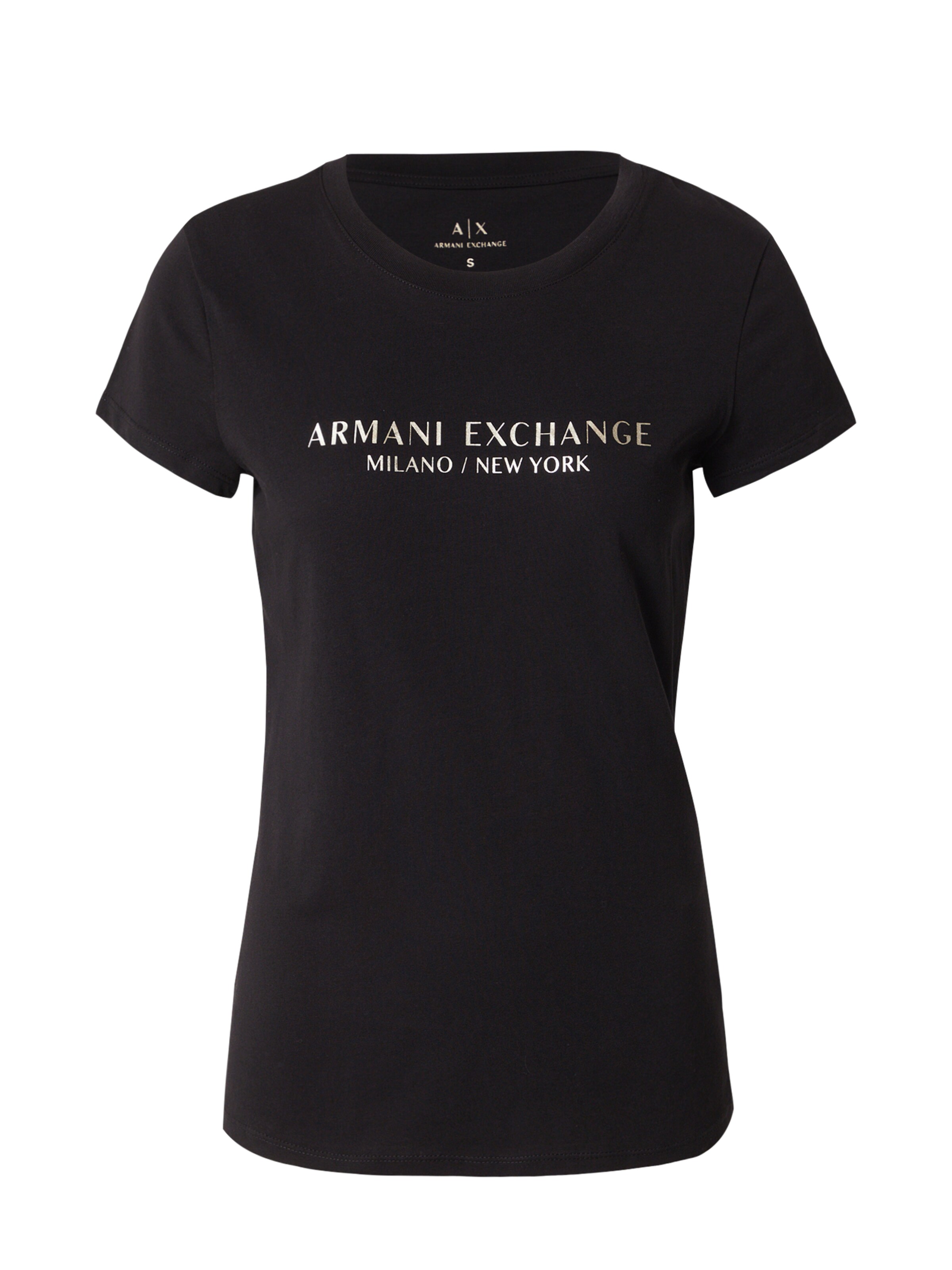 ARMANI EXCHANGE Tričko 'Milano New York' – černá: přední strana