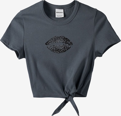 Bershka Skjorte i koksgrå / svart / gjennomsiktig, Produktvisning