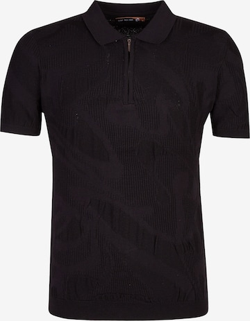 Leif Nelson T-Shirt Feinstrick Polo in Schwarz: predná strana