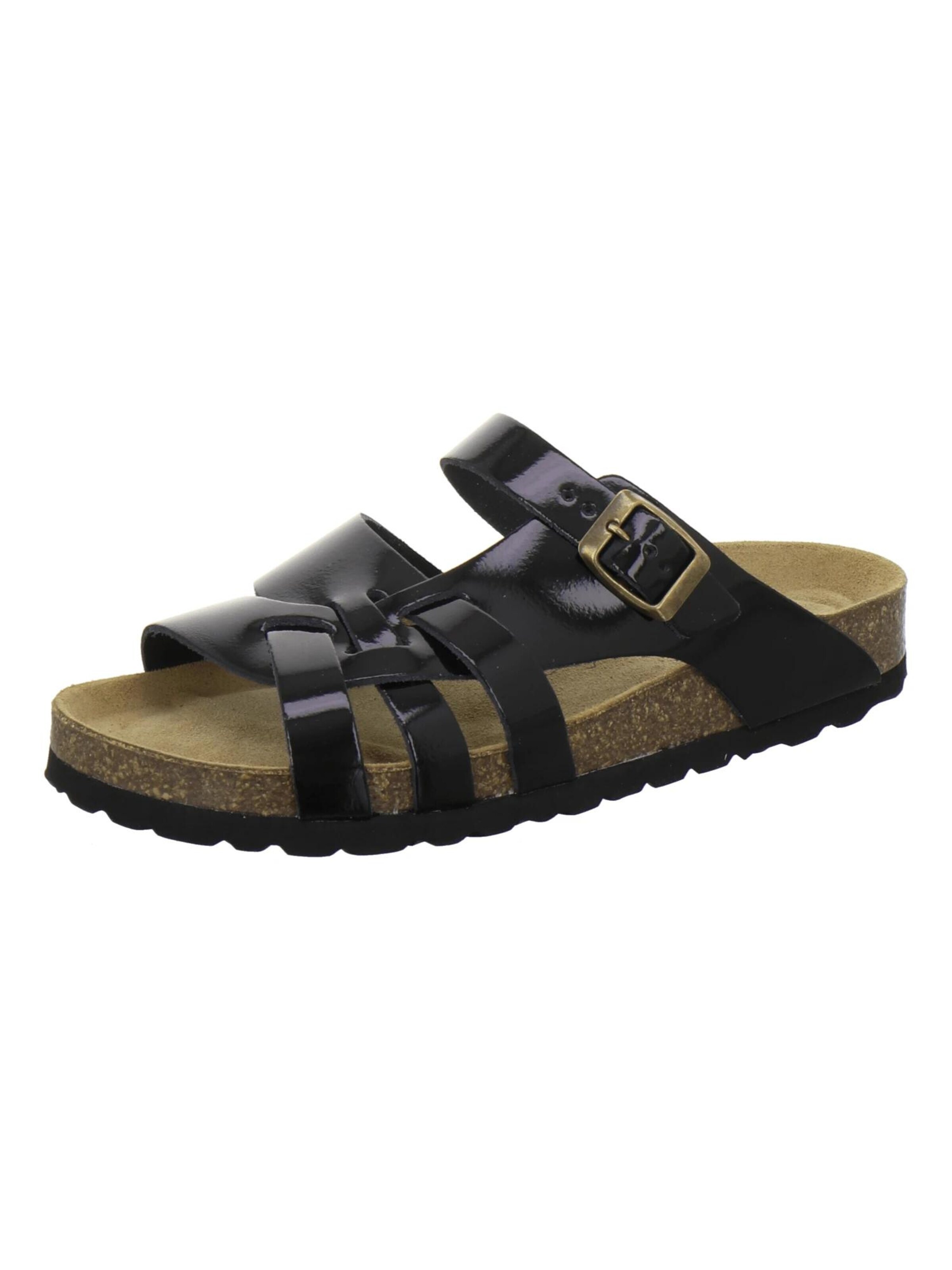 Zoccoletto 'Pantoletten Damen Kralle schwarz Lack' di AFS-Schuhe in nero: frontale