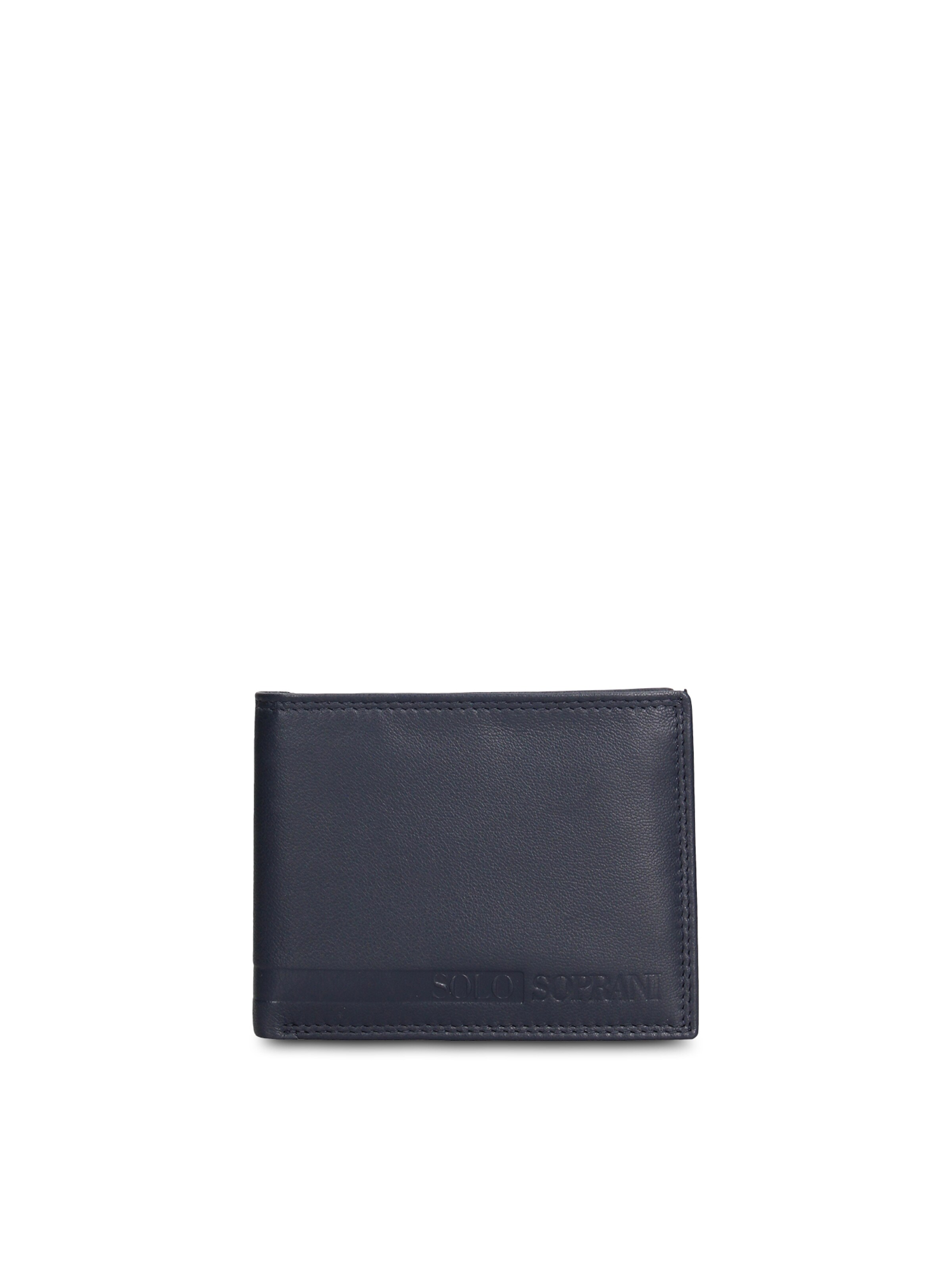 Portamonete 'Portafoglio Uomo Vera Pelle Solo Soprani Compatto 12,5x9,5 cm' di Solo Soprani in blu: frontale