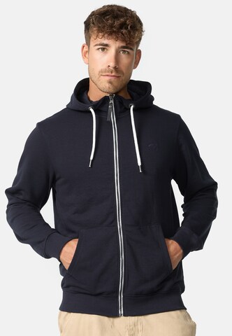 INDICODE JEANS Zip-Up Hoodie 'Christos' in Blue: front