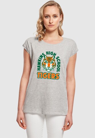 ABSOLUTE CULT Shirt 'Stranger Things - Hawkins Arch Tiger' in Grijs: voorkant