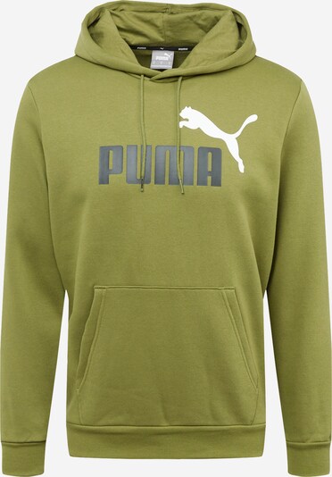 PUMA Sportsweatshirt 'ESS+ 2' in de kleur Olijfgroen / Zwart / Wit, Productweergave