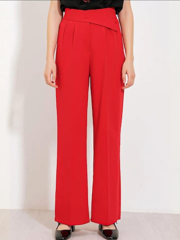 Bigdart Wide leg Bandplooibroek in Rood: voorkant