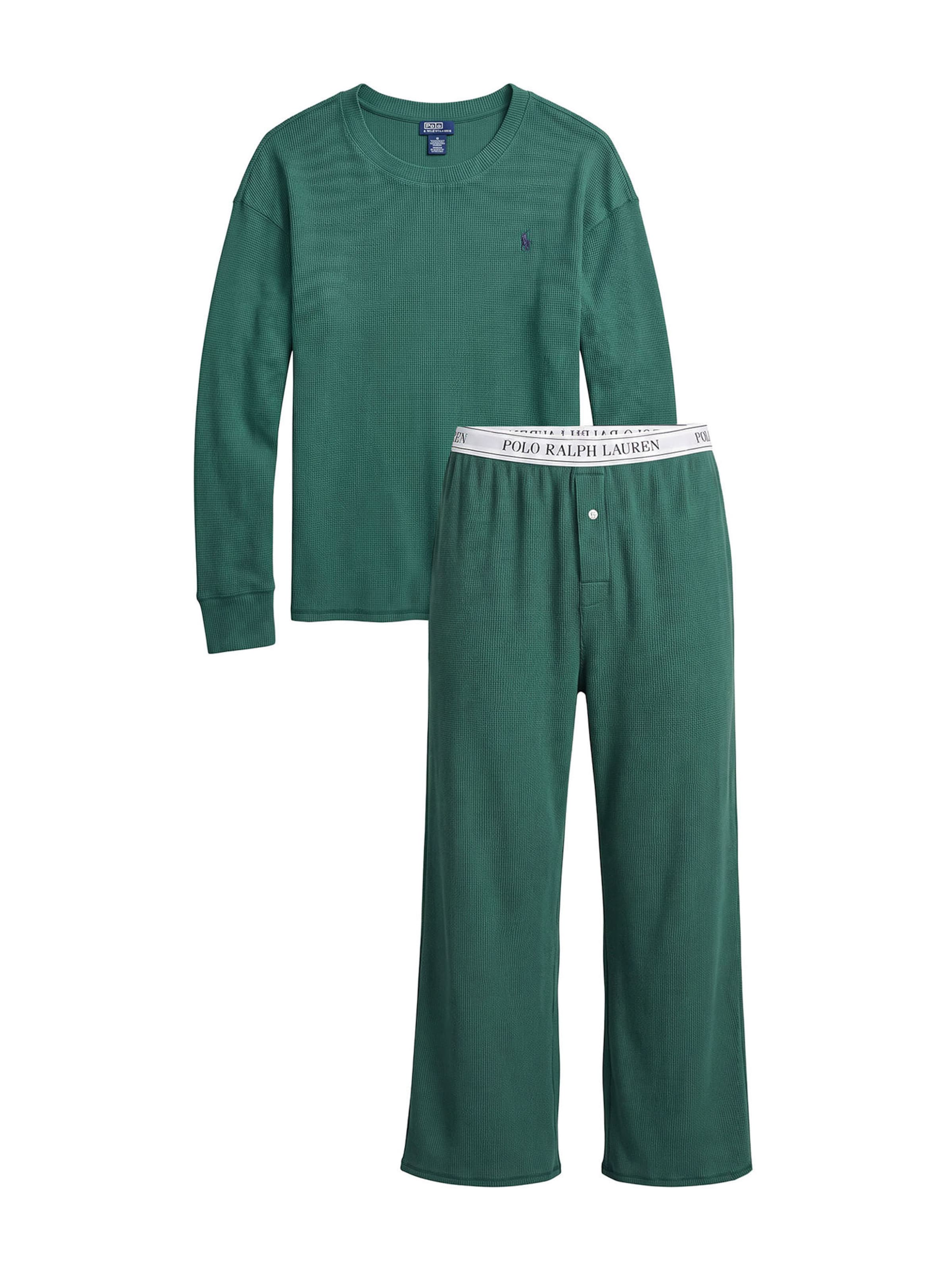 Polo Ralph Lauren Pajama ' Club Waffle ' in Green: front