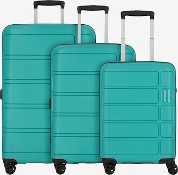 American Tourister Suitcase set in Blue: front