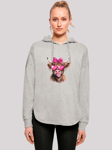 F4NT4STIC Sweatshirt 'Highland Cow Valentinstag Sonnenbrille' in Grau: Vorderseite