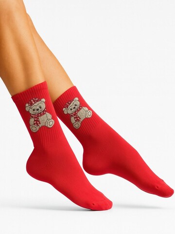 Lycille Socks in Red: front
