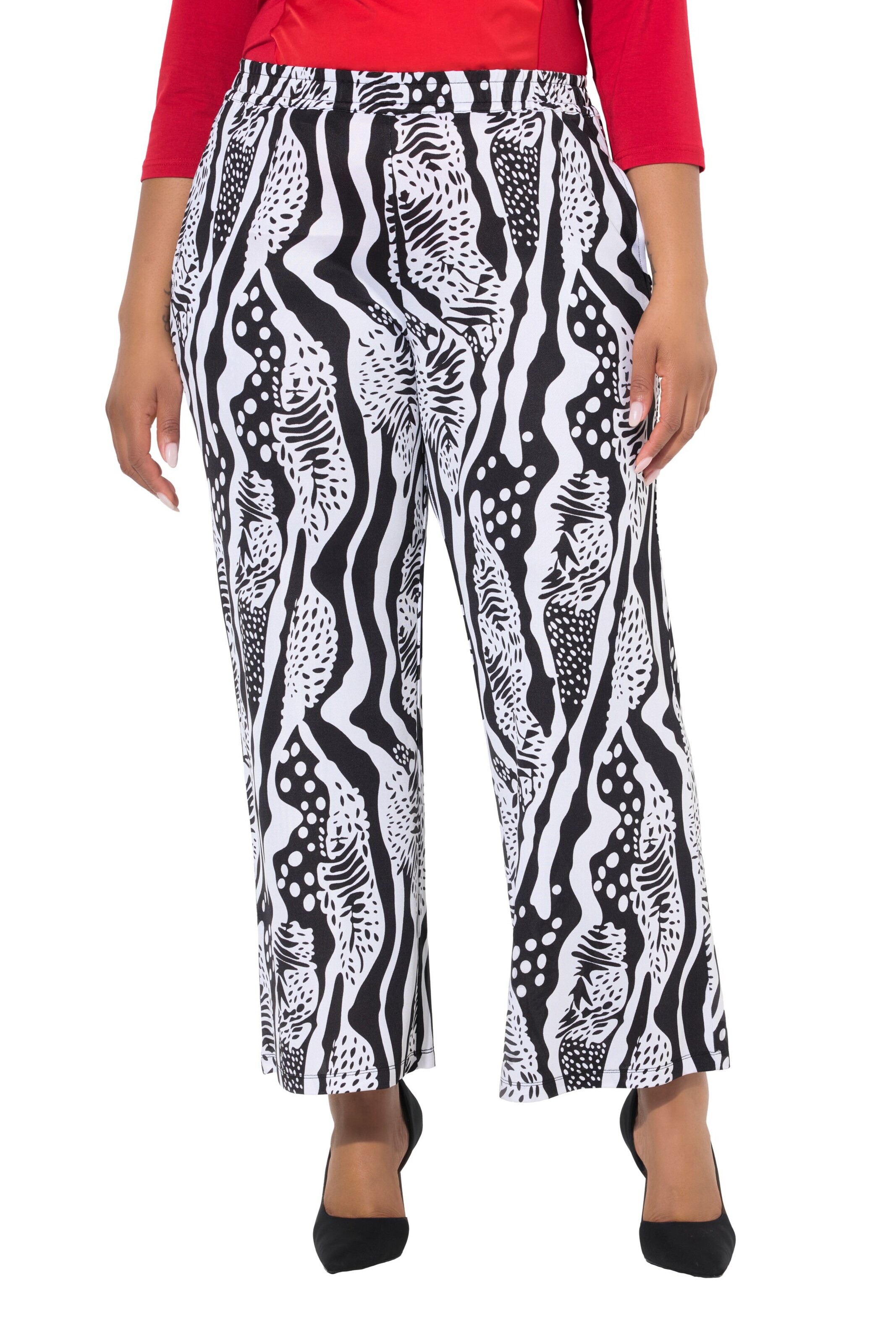 Ulla Popken Wide Leg Hose in Schwarz: Vorderseite