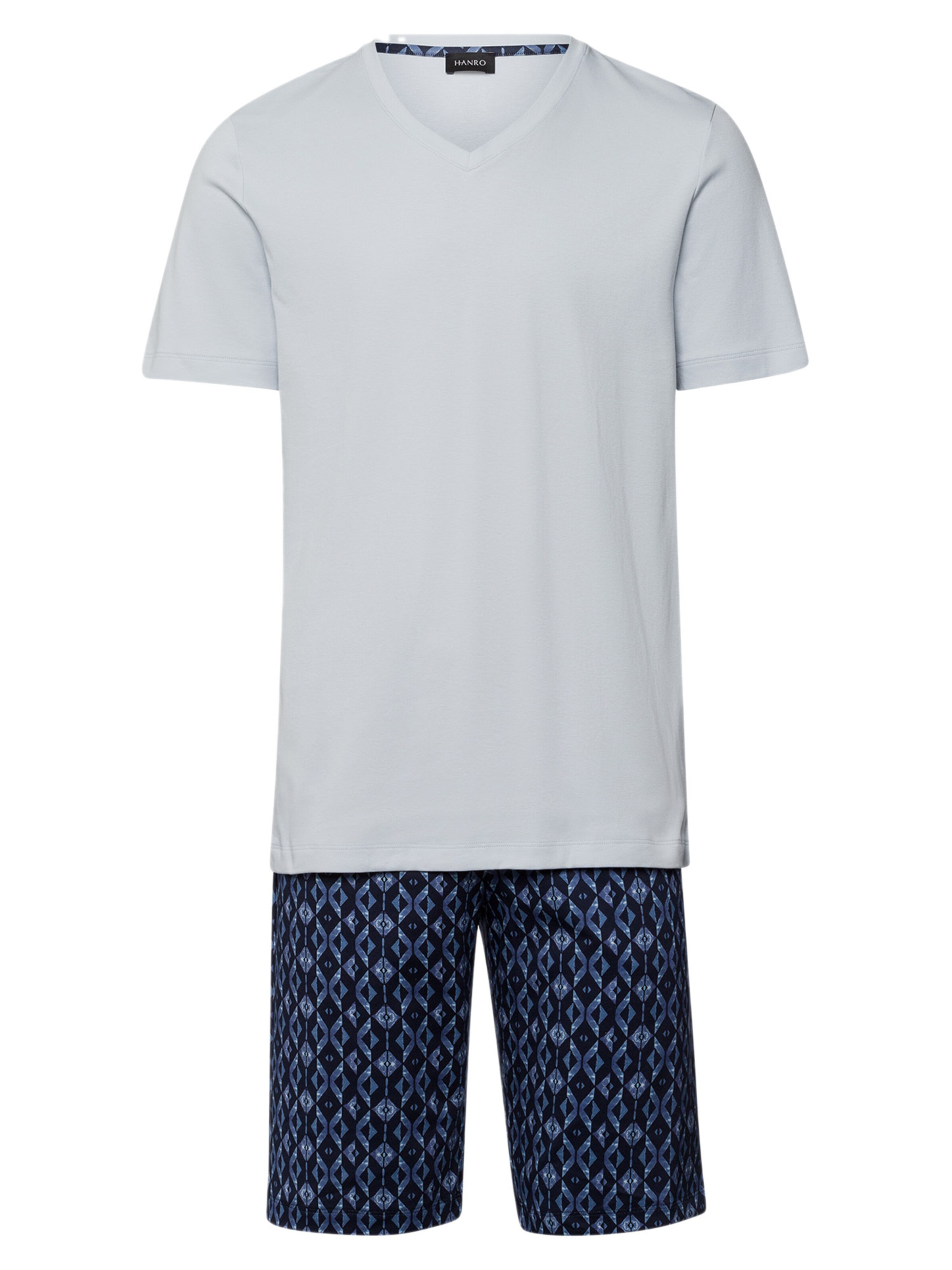 Hanro Short Pajamas 'Night & Day' in Blue: front